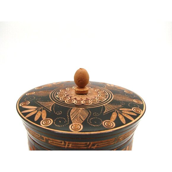 Hand Carved Handmade Wood Trinket Jewelry Box Jar w/ Lid Personalized Donna 5x4" - Picture 3 of 11